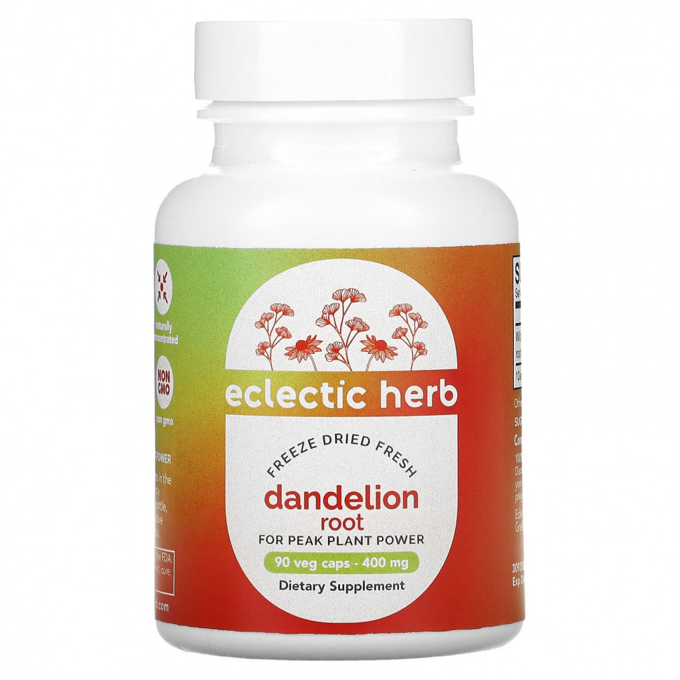 ������ ������ Eclectic Institute, Dandelion Root, Raw, 400 mg, 90 Non-GMO Veg Caps  IHerb (������) ����