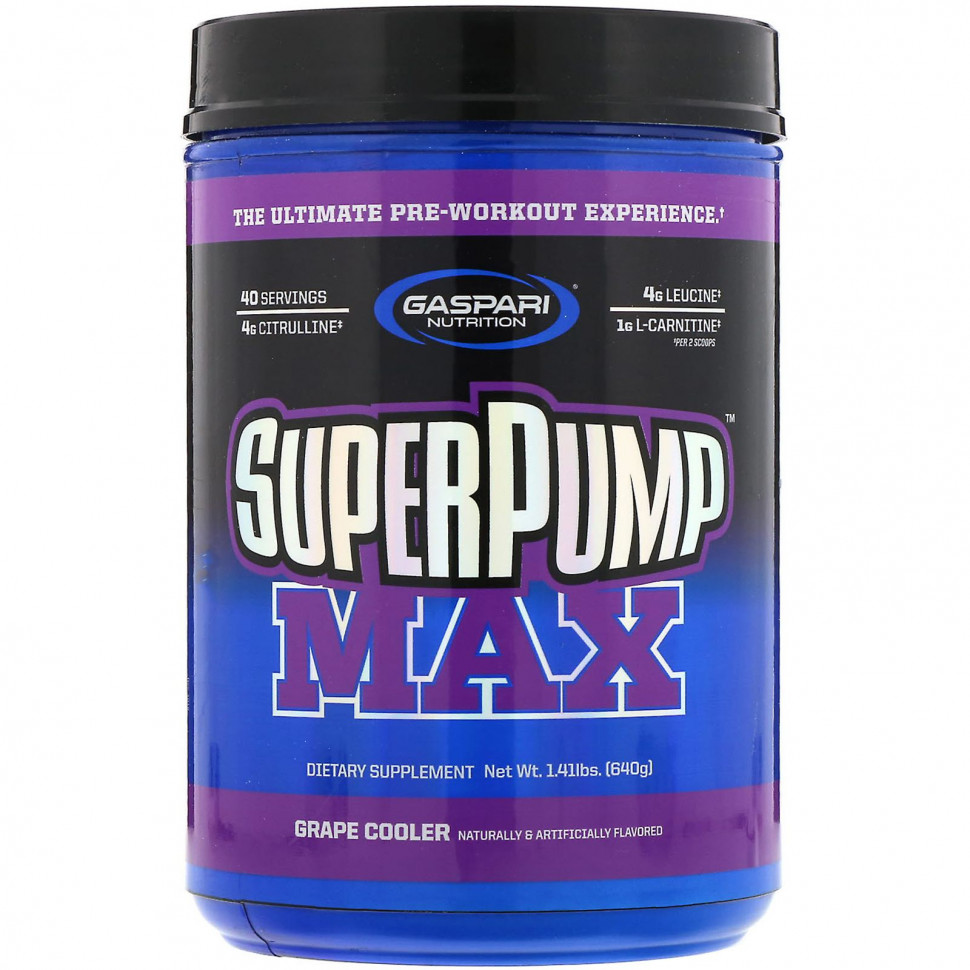 ������ ������ Gaspari Nutrition, SuperPump Max, ���������� ��� ���������, 640 � (1,41 �����)  IHerb (������) ����