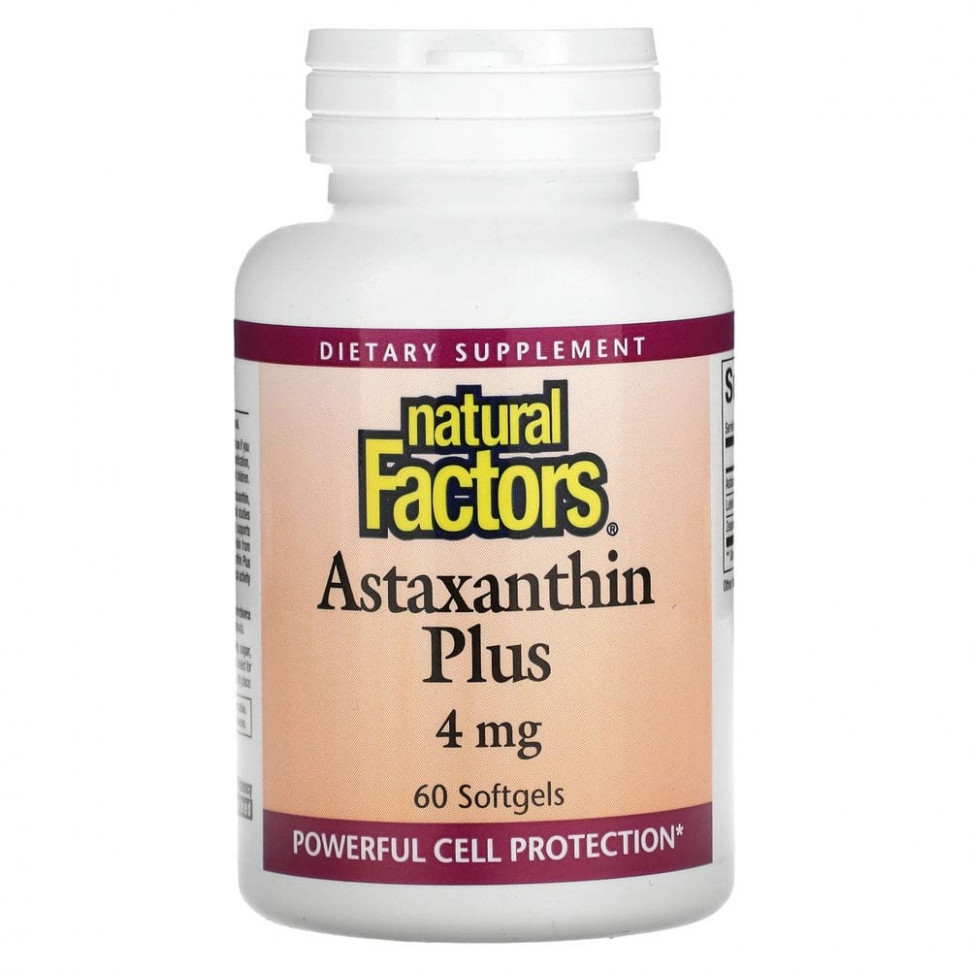 ������ ������ Natural Factors, Astaxanthin Plus, �����������, 4 ��, 60 ������  IHerb (������) ����