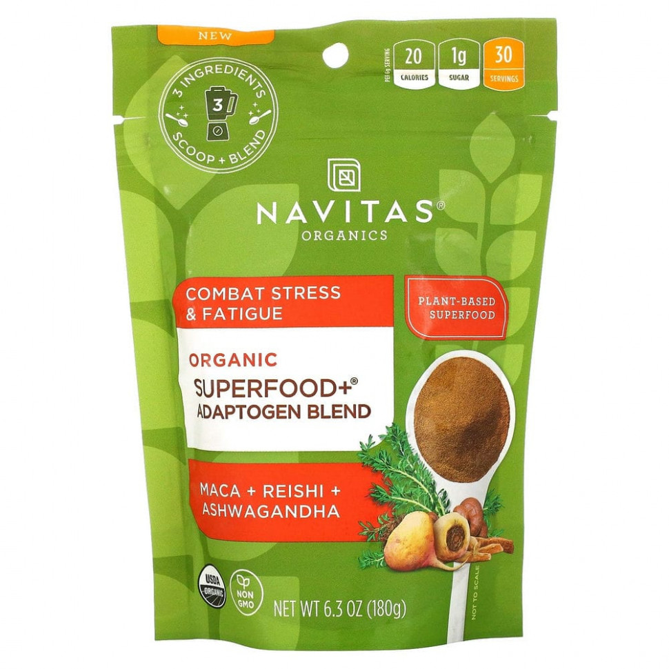 ������ ������ Navitas Organics, Superfood+ Adaptogen Blend, Maca + Reishi + Ashwagandha, 6.3 oz (180 g)  IHerb (������) ����