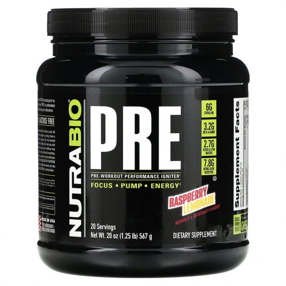 ������ ������ Nutrabio Labs, PRE-Workout Performance Igniter, ��������� �������, 567 � (1,25 �����)  IHerb (������) ����