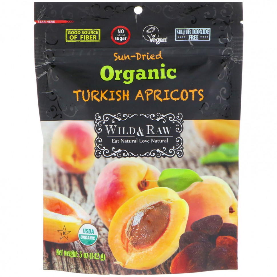 ������ ������ Nature's Wild Organic, Wild & Raw, Sun-Dried, Organic Turkish Aprricots, 5 oz (142 g)  IHerb (������) ����
