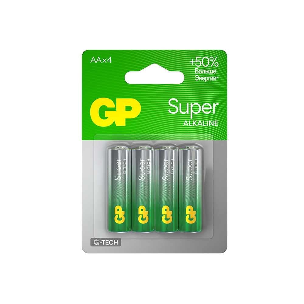 ������ ������ ��������� GP Batteries Super ������� AA ����������� LR6 1,5 � (4 ��.) (GP 15AA21-2CRSBC4)   ����