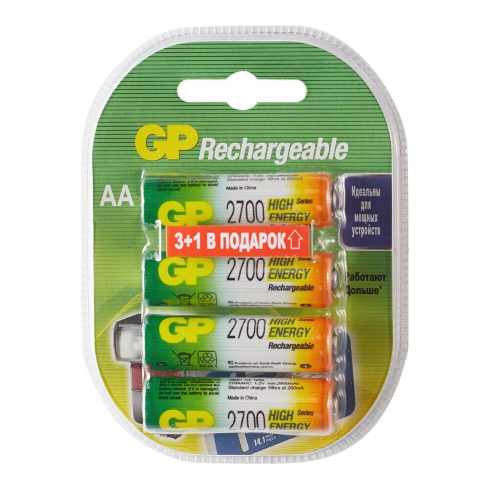 ������ ������ ����������� GP Batteries �� ����������� LR6 1,2 � 2700 ��� (4 ��.)   ����