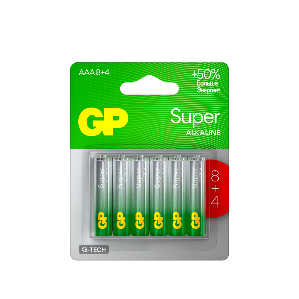������ ������ ��������� GP Batteries Super G Tech �� ����������� LR6 1,5 � (12 ��.) (GP 15AA218/4-2CRSBC12)   ����