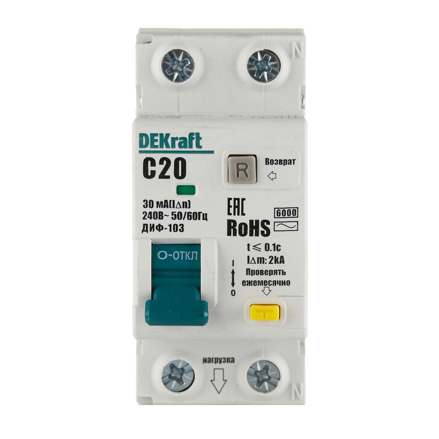 ������ ������ ������� ���������������� Dekraft ���-103 20� 1P+N ��� AC 30 �� 6 �� (16312DEK)   ����