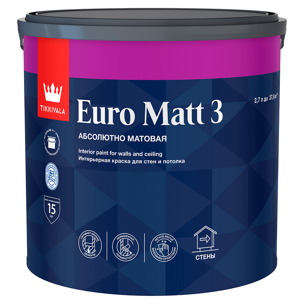 ������ ������ ������ ����������� Tikkurila/Tikkivala Euro Matt 3 ���� � ���������� 2,7 �   ����