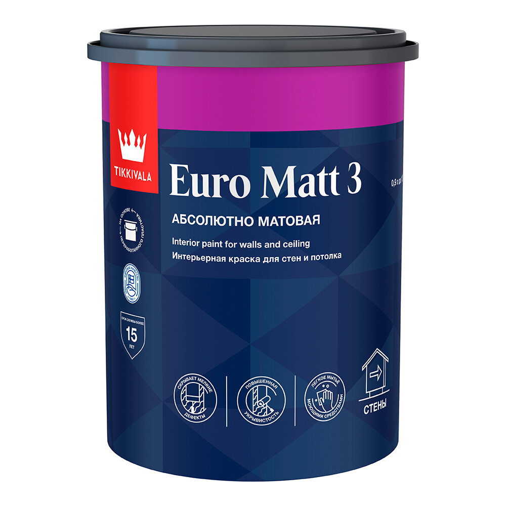������ ������ ������ ����������� Tikkurila/Tikkivala Euro Matt 3 ���� � ����� 0,9 �   ����