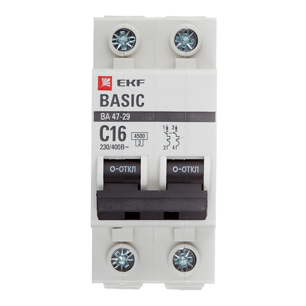 ������ ������ �������������� ����������� ��������� EKF Basic �� 47-29 2P 16� ��� C 4,5 �� 230 � (mcb4729-2-16C)   ����