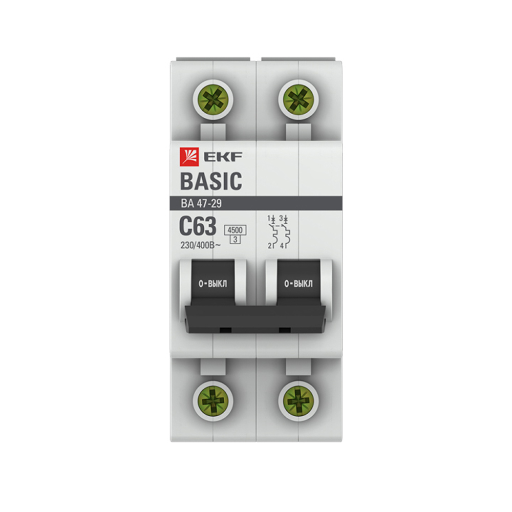 ������ ������ �������������� ����������� ��������� EKF Basic �� 47-29 2P 63� ��� C 4,5 �� 230 � (mcb4729-2-63C)   ����