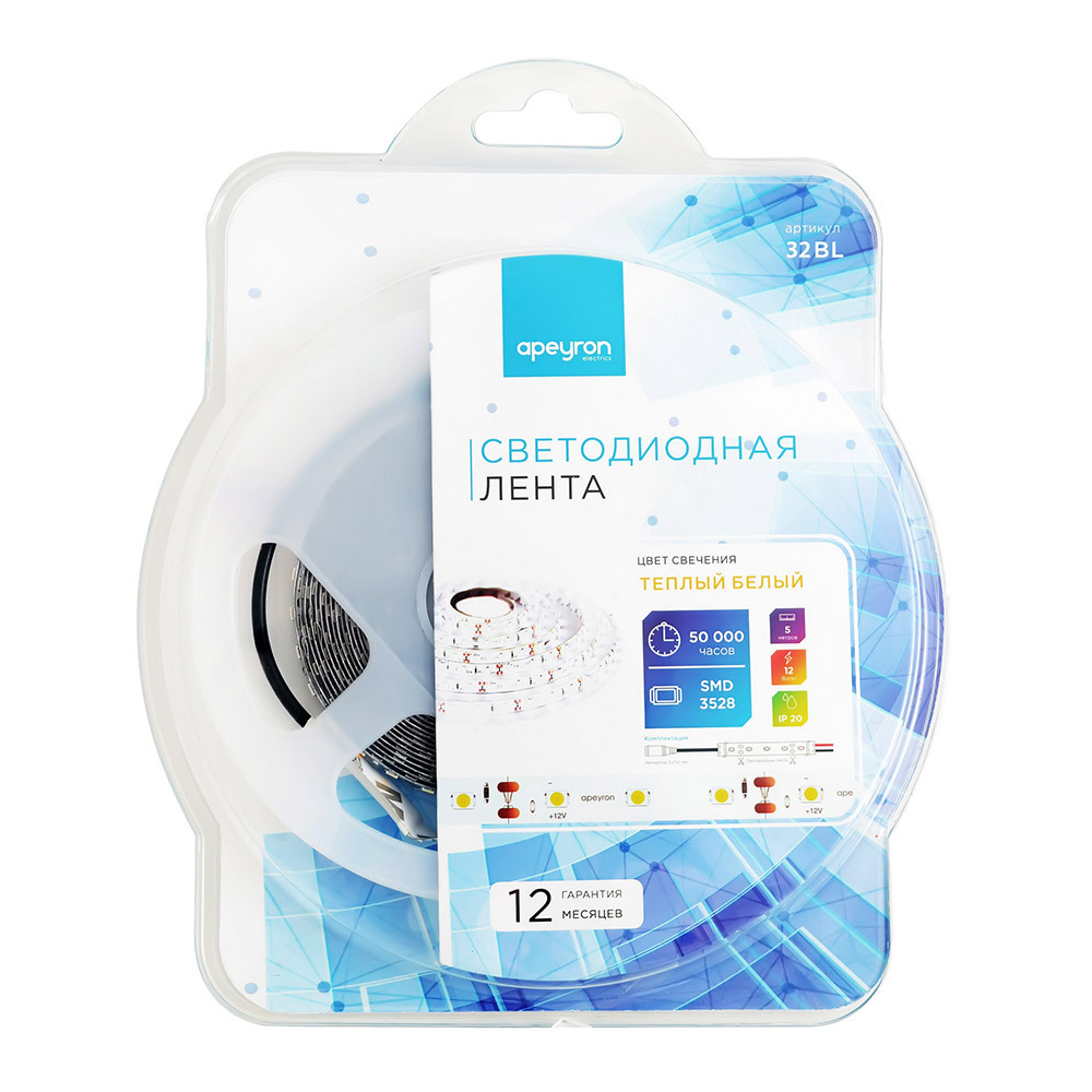 ������ ������ ����� ������������ SMD 3528 3000� 12 � 9,6 ��/� 5 � IP20 Apeyron (32BL)   ����