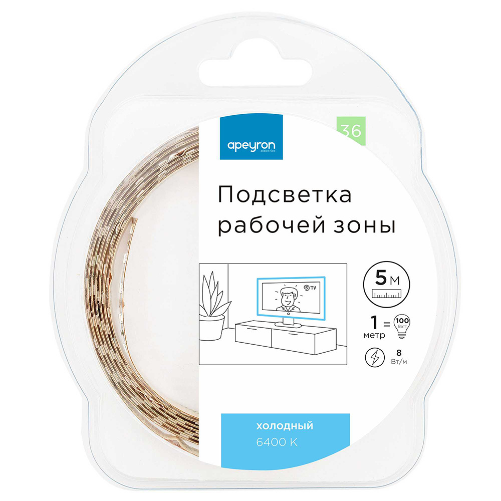 ������ ������ ����� ������������ SMD 2835 6500� 12 � 8 ��/� 5 � IP20 Apeyron (36���)   ����