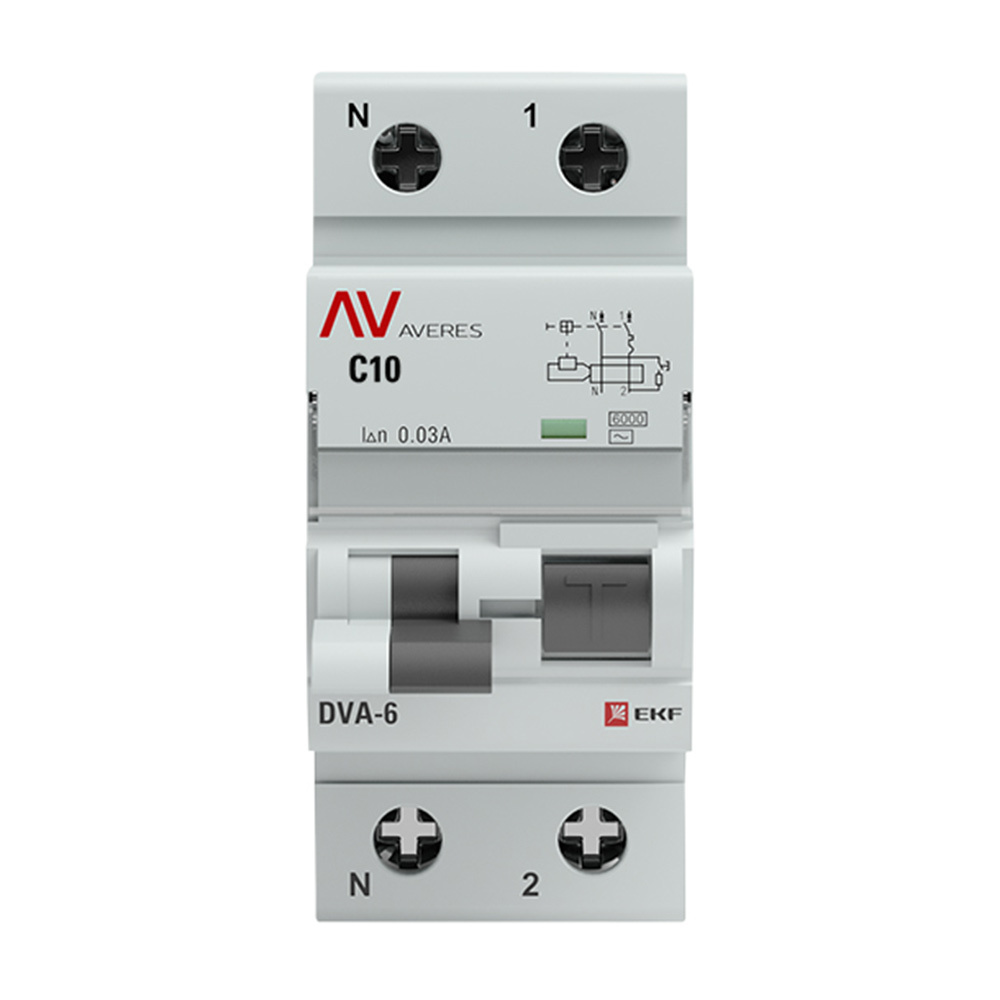 ������ ������ ������� ���������������� EKF Averes DVA-6 10� 1P+N ��� AC 30 �� 6 �� (rcbo6-1pn-10C-30-ac-av)   ����