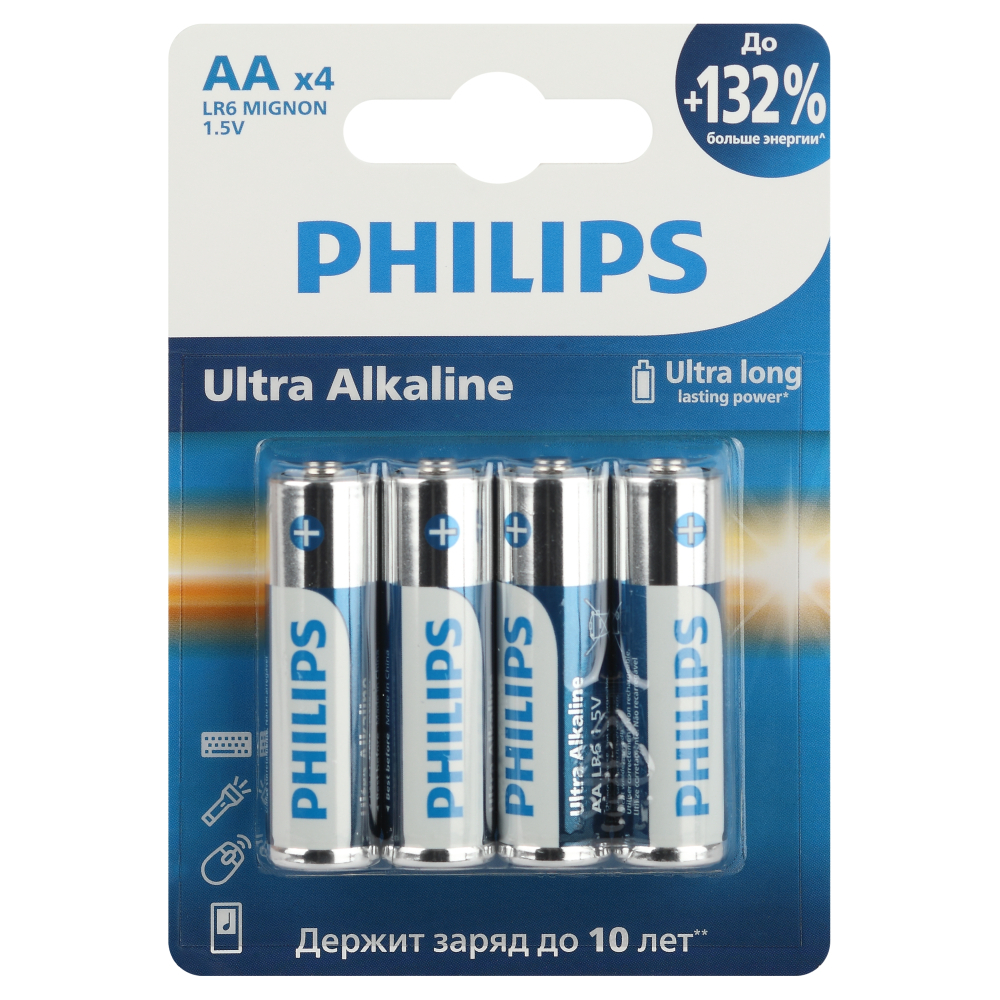 ������ ������ ��������� Philips Ultra �� ����������� LR6 1,5 � (4 ��.) (�0062694)   ����