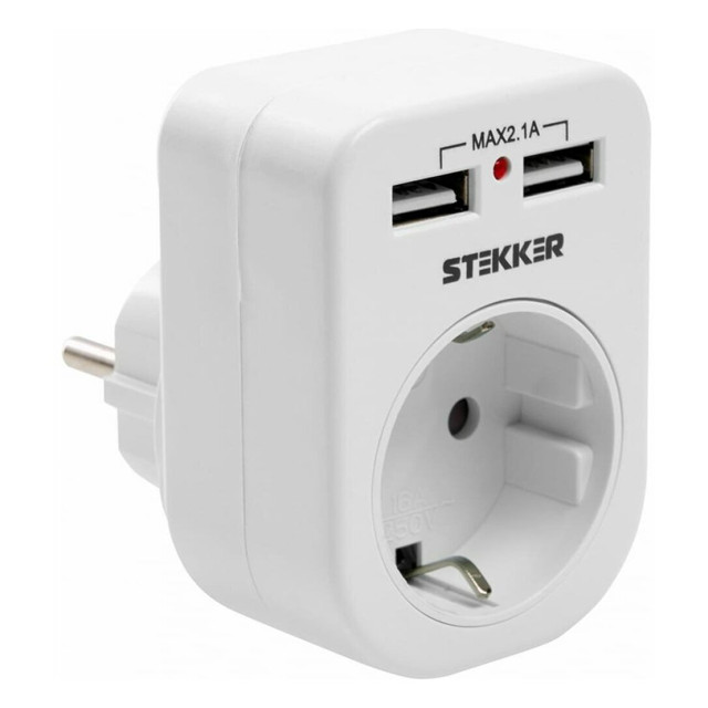 ������ ������ ���� ���������� STEKKER ������� 2p + e16�, 2 usb ������� 5V 2,1�   ����