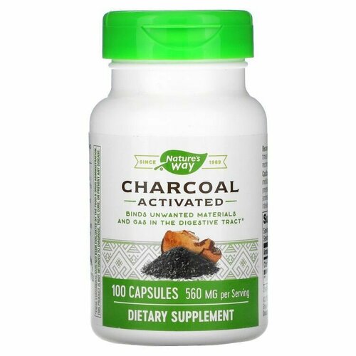 ������ ������ Activated Charcoal 100 caps Grn Lid ����