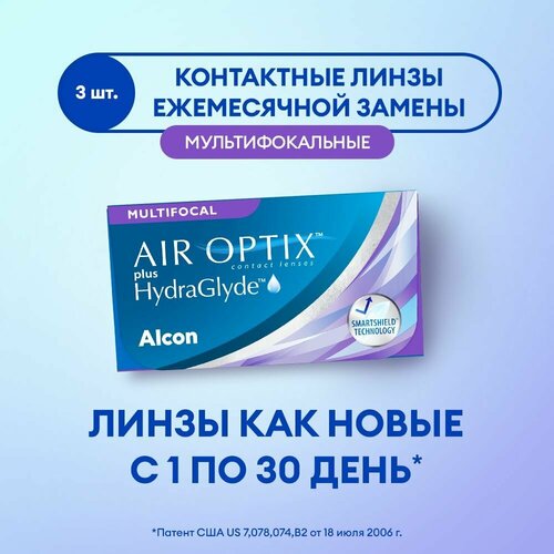 ������ ������ ���������� ����� �� ����� Alcon Air Optix Plus HydraGlyde Multifocal, 3 ��., R 8,6, D -6,75, ADD: �������, 1 ��. ����