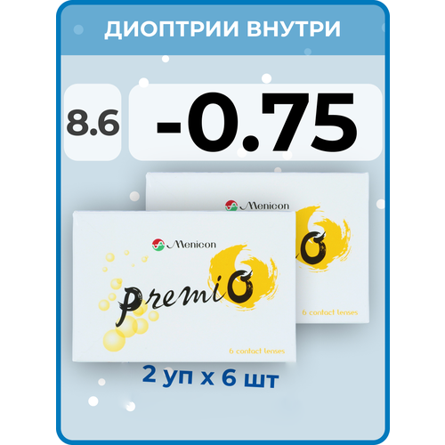 ������ ������ ���������� ����� Menicon Premio, 12 ��., R 8,6, D -0,75, 2 ��. ����