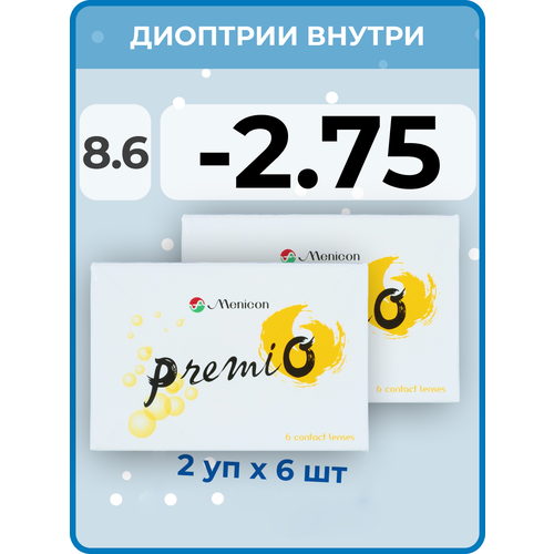 ������ ������ ���������� ����� Menicon Premio, 12 ��., R 8,6, D -2,75, 2 ��. ����