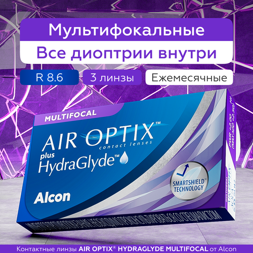 ������ ������ ���������� ����� �� ����� Alcon Air Optix Plus HydraGlyde Multifocal, 3 ��., R 8,6, D -6,75, ADD: �������, 1 ��. ����
