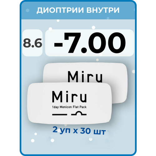 ������ ������ ����������� ���������� ����� Menicon Miru 1day Flat Pack, 60 ��., R 8,6, D -7, 2 ��. ����