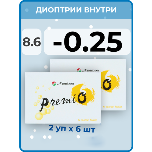 ������ ������ ���������� ����� Menicon Premio, 12 ��., R 8,6, D -0,25, 2 ��. ����