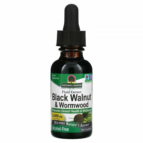 ������ ������ Nature s Answer, Black Walnut & Wormwood, Fluid Extract, Alcohol-Free, 2,000 mg, 1 fl oz (30 ml) ����