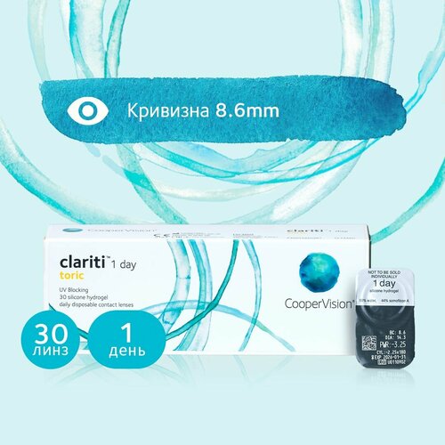 ������ ������ ����������� ���������� ����� CooperVision Clariti 1 day toric., 30 ��., R 8,6, D +3,�CYL:�-1,75,�A�:�110, 1 ��. ����