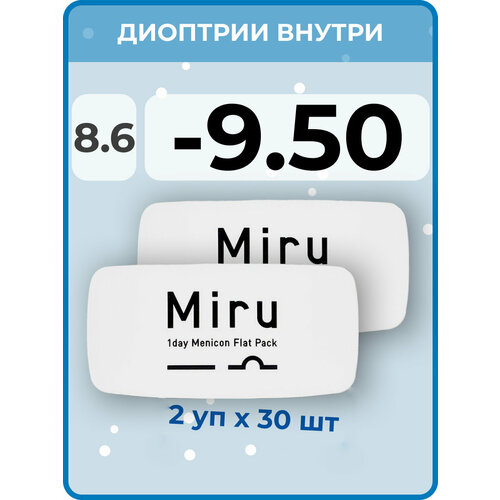 ������ ������ ����������� ���������� ����� Menicon Miru 1day Flat Pack, 60 ��., R 8,6, D -9,5, 2 ��. ����