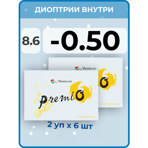 ������ ������ ���������� ����� Menicon Premio, 12 ��., R 8,6, D -0,5, 2 ��. ����