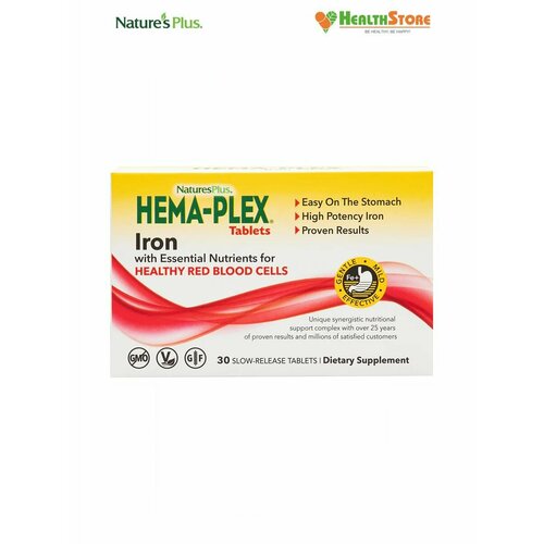 ������ ������ NaturesPlus HEMA-PLEX Iron Tablets Box 30 ��������. �������� ������, ��������� 30 ����