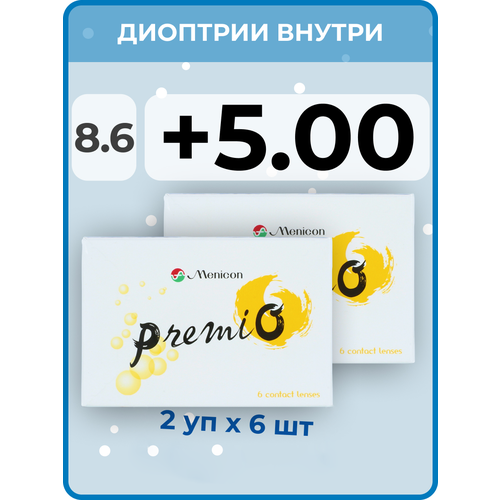 ������ ������ ���������� ����� Menicon Premio, 12 ��., R 8,6, D +5, 2 ��. ����