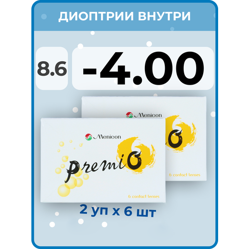 ������ ������ ���������� ����� Menicon Premio, 12 ��., R 8,6, D -4, 2 ��. ����