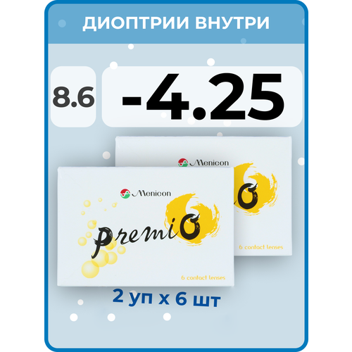 ������ ������ ���������� ����� Menicon Premio, 12 ��., R 8,6, D -4,25, 2 ��. ����