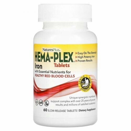 ������ ������ Natures Plus, Hema-Plex, ������ � ������������ ������������ ����������, 60 �������� ����