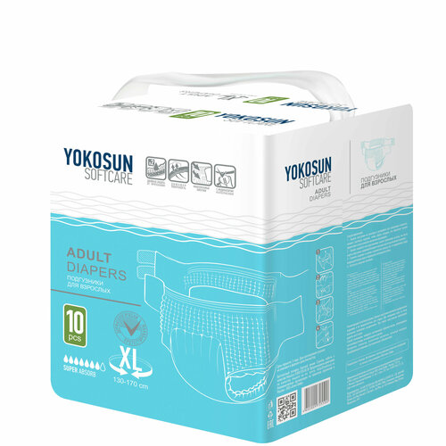 ������ ������ ���������� ��� �������� YokoSun Softcare Adult diapers, XL, 7 ������, 130-170 ��, 1 ��. �� 10 ��. ����