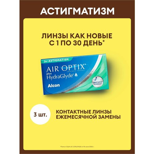 ������ ������ ��������������� ����� -5,25, -0,75/ 150/ 3 ��, Alcon, Air Optix Plus Hydraglyde for Astigmatism ����