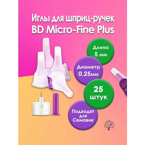 ������ ������ ���� ��� �����-����� ��������� ����(BD Micro-Fine Plus)0,25 �� (31G) � 5 ��, 25 ��� ����