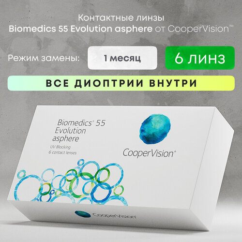 ������ ������ ���������� ����� CooperVision Biomedics 55 Evolution Asphere UV, 6 ��., R 8,8, D +3,75, 1 ��. ����