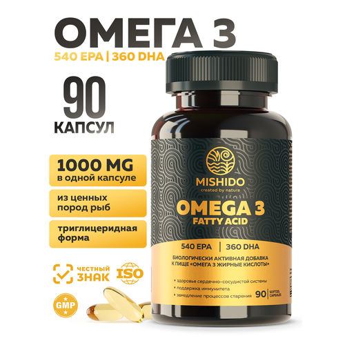 ������ ������ ����� 3, ����� ��� Omega 3 FATTY ACID MISHIDO 1000 �� 90 ������ ������������ ��������-���������� ����������� ����