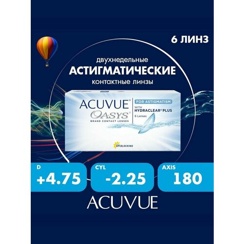 ������ ������ Acuvue Oasys for astigmatism with hydraclear plus (6 ����) 8.6, CYL:-2.25, AXIS: 180, +4.75 ����