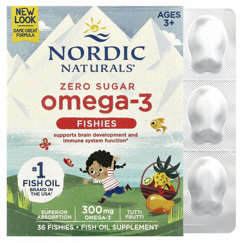 ������ ������ Nordic Naturals, Nordic Omega-3 Fishies, ����� � �����-3, ��� ����� �� 2 ���, ���� �����-������, 300 ��, 36 ����� ����