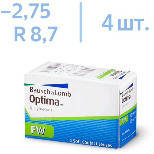 ������ ������ ���������� ����� Bausch & Lomb Optima FW, 4 ��., R 8,7, D -2,75 ����