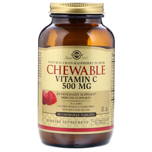 ������ ������ Solgar Chewable Vitamin C Natural Cran-Raspberry Flavor ���. ���., 500 ��, 250 ��, 800 �, 90 ��., ������ ����