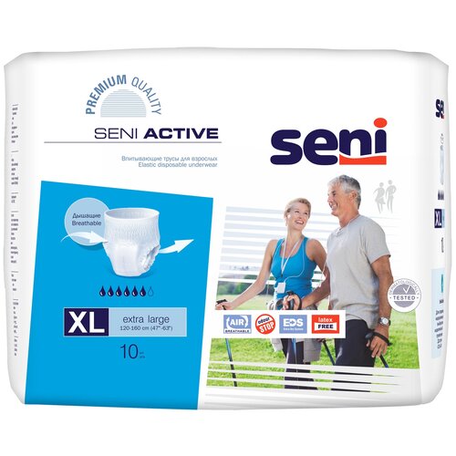 ������ ������ ����� - ���������� ��� �������� ����������� Seni ACTIVE extra large (������ 120-160 ��), 10 ��. ����