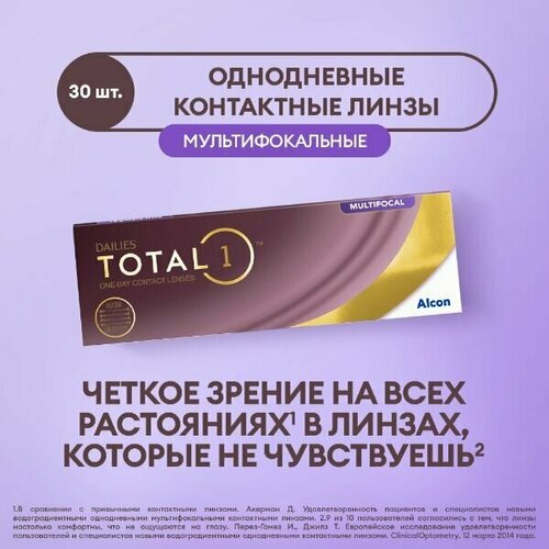������ ������ ����������� ���������� ����� Alcon Dailies Total1 Multifocal, 30 ��., R 8,5, D -4,25, ADD: �������, 1 ��. ����