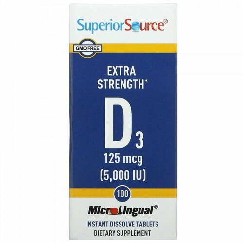 ������ ������ Superior Source, Extra Strength D3, 125 mcg (5,000 IU), 100 MicroLingual Instant Dissolve Tablets ����