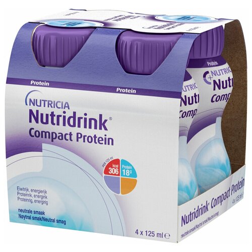 ������ ������ Nutridrink (Nutricia) Compact Protein, ������� � ������������, 125 ��, 600 �, �����������, 4 ��., 4 ��. ����