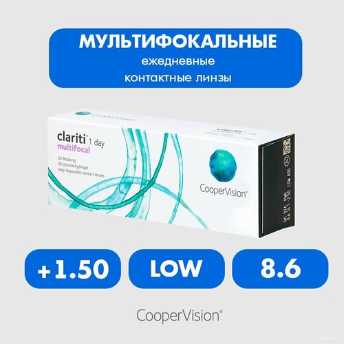 ������ ������ ����������� ���������� ����� CooperVision Clariti 1 day Multifocal, 30 ��., R 8,6, D +1,5, ADD: ������, 1 ��. ����