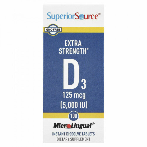 ������ ������ Superior Source, Extra Strength D3, 125 mcg (5,000 IU), 100 MicroLingual Instant Dissolve Tablets ����